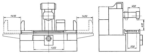 Габариты рабочего пространства станка 3Л722В